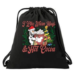 Olaf I Like Warm Hugs And Hot Cocoa Olaf Christmas Drawstring Bag