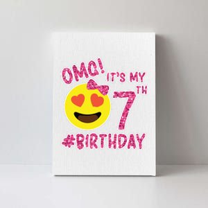 Omg It's My 7th Birthday Emoji For Birthday Girls Canvas