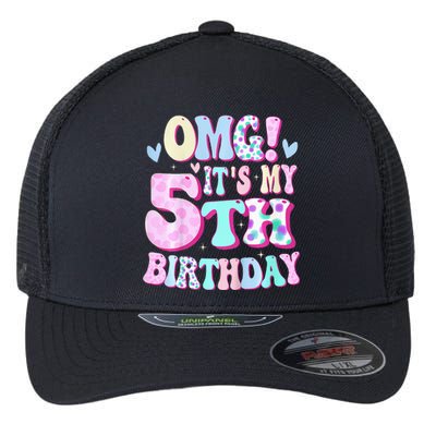 OMG It's My 5th Birthday Gifts Five 5 Year Old Bday Flexfit Unipanel Trucker Cap