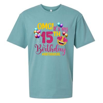 OMG Its My 15th Birthday Girl 15 Years Old Birthday Party Sueded Cloud Jersey T-Shirt