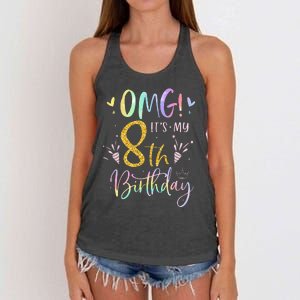 OMG Its My 8th Birthday Gifts Eight 8 Year Old Bday Women's Knotted Racerback Tank