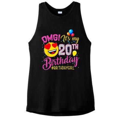 OMG It's My 20th Birthday Girl 20 Years old Birthday Ladies PosiCharge Tri-Blend Wicking Tank