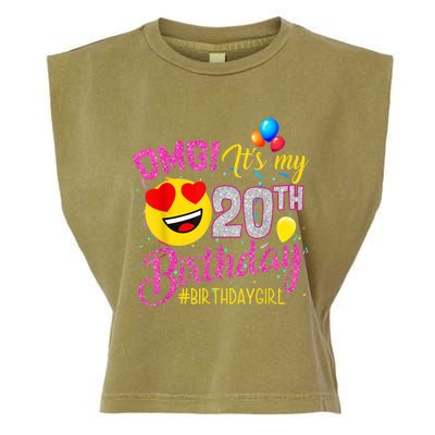 OMG It's My 20th Birthday Girl 20 Years old Birthday Garment-Dyed Women's Muscle Tee