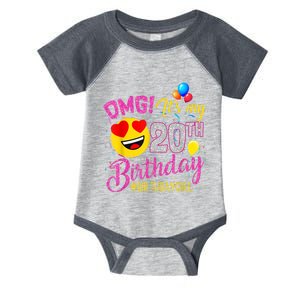 OMG It's My 20th Birthday Girl 20 Years old Birthday Infant Baby Jersey Bodysuit