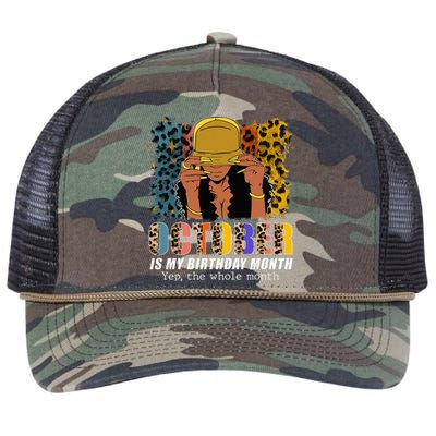 October Is My Birthday Yes The Whole Month October Birthday Retro Rope Trucker Hat Cap