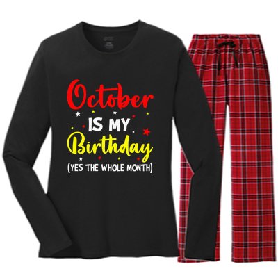 October Is My Birthday The Whole Month October Birthday Women's Long Sleeve Flannel Pajama Set 