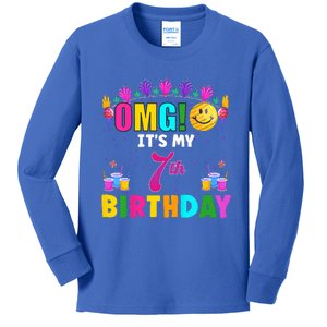 OMG Its My 7th Birthday Cute 7 Year Old Birthday Party Kids Long Sleeve Shirt