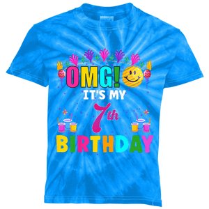 OMG Its My 7th Birthday Cute 7 Year Old Birthday Party Kids Tie-Dye T-Shirt