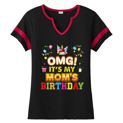 OMG It's My Mom Birthday Happy Gift Vintage Perfect Ladies Halftime Notch Neck Tee