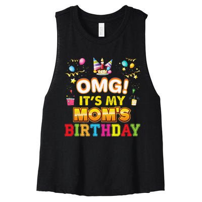 OMG It's My Mom Birthday Happy Gift Vintage Perfect Women's Racerback Cropped Tank