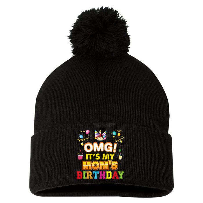 OMG It's My Mom Birthday Happy Gift Vintage Perfect Pom Pom 12in Knit Beanie