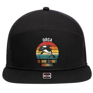 Orca Is My Spirit Animal Funny Orca Lover 7 Panel Mesh Trucker Snapback Hat