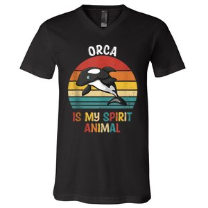 Orca Is My Spirit Animal Funny Orca Lover V-Neck T-Shirt