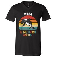 Orca Is My Spirit Animal Funny Orca Lover V-Neck T-Shirt