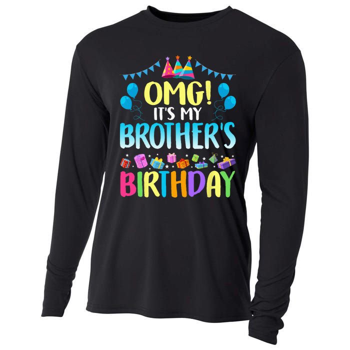 OMG Its My Brothers Birthday Happy Bday Cooling Performance Long Sleeve Crew