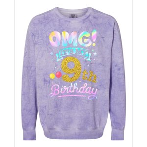 OMG It's My 9th Birthday 9 Years old Birthday Colorblast Crewneck Sweatshirt