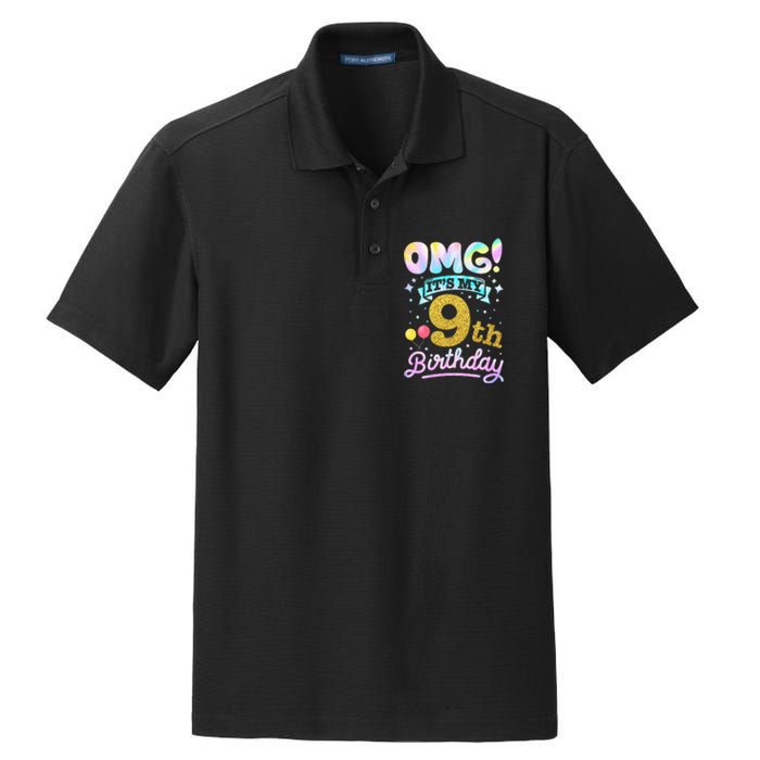 OMG It's My 9th Birthday 9 Years old Birthday Dry Zone Grid Polo