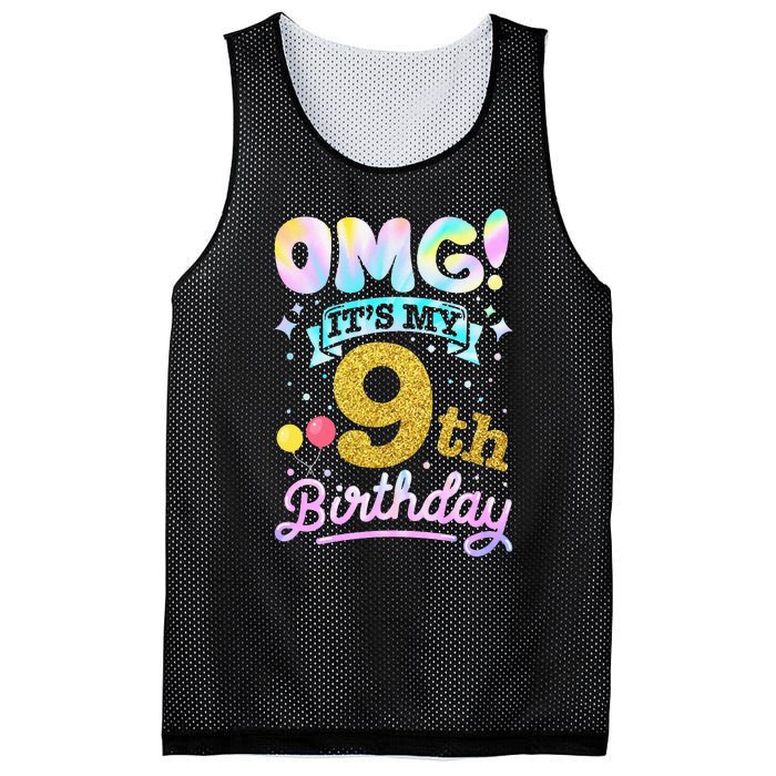 OMG It's My 9th Birthday 9 Years old Birthday Mesh Reversible Basketball Jersey Tank