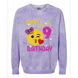 OMG It's My 9th Birthday Girl Cute 9 Yrs Old Birthday Party Colorblast Crewneck Sweatshirt