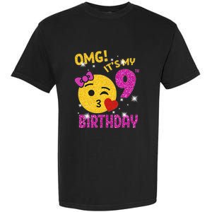 OMG It's My 9th Birthday Girl Cute 9 Yrs Old Birthday Party Garment-Dyed Heavyweight T-Shirt