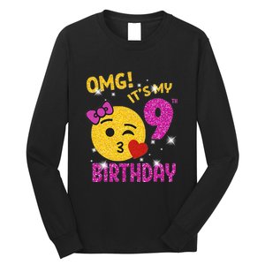 OMG It's My 9th Birthday Girl Cute 9 Yrs Old Birthday Party Long Sleeve Shirt