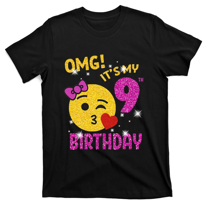 OMG It's My 9th Birthday Girl Cute 9 Yrs Old Birthday Party T-Shirt