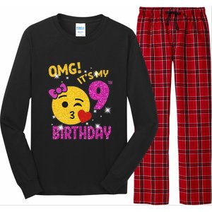 OMG It's My 9th Birthday Girl Cute 9 Yrs Old Birthday Party Long Sleeve Pajama Set