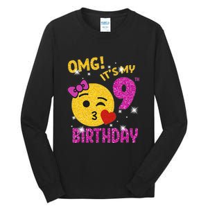 OMG It's My 9th Birthday Girl Cute 9 Yrs Old Birthday Party Tall Long Sleeve T-Shirt