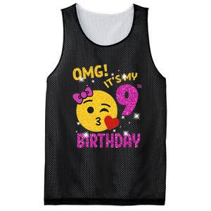 OMG It's My 9th Birthday Girl Cute 9 Yrs Old Birthday Party Mesh Reversible Basketball Jersey Tank