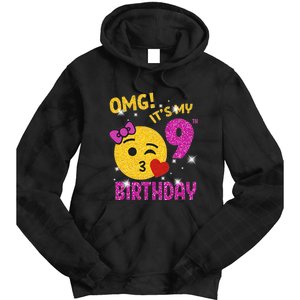 OMG It's My 9th Birthday Girl Cute 9 Yrs Old Birthday Party Tie Dye Hoodie