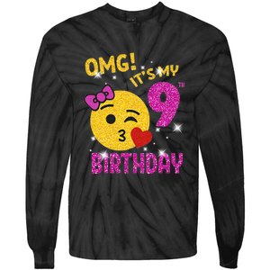 OMG It's My 9th Birthday Girl Cute 9 Yrs Old Birthday Party Tie-Dye Long Sleeve Shirt