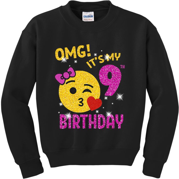 OMG It's My 9th Birthday Girl Cute 9 Yrs Old Birthday Party Kids Sweatshirt