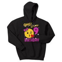 OMG It's My 9th Birthday Girl Cute 9 Yrs Old Birthday Party Kids Hoodie