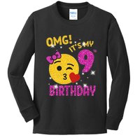 OMG It's My 9th Birthday Girl Cute 9 Yrs Old Birthday Party Kids Long Sleeve Shirt