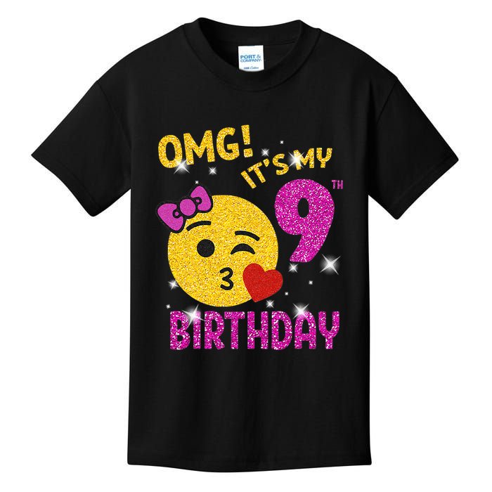 OMG It's My 9th Birthday Girl Cute 9 Yrs Old Birthday Party Kids T-Shirt