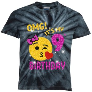 OMG It's My 9th Birthday Girl Cute 9 Yrs Old Birthday Party Kids Tie-Dye T-Shirt