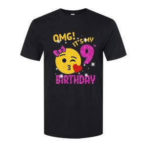 OMG It's My 9th Birthday Girl Cute 9 Yrs Old Birthday Party Softstyle CVC T-Shirt