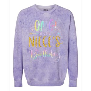 OMG It's My Niece's Birthday Happy BDay Uncle Aunt Tie Dye Colorblast Crewneck Sweatshirt