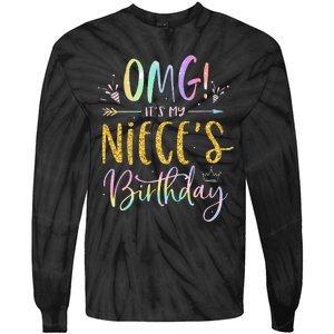 OMG It's My Niece's Birthday Happy BDay Uncle Aunt Tie Dye Tie-Dye Long Sleeve Shirt