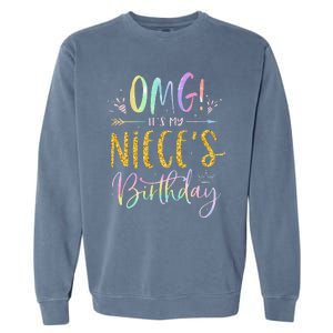 OMG It's My Niece's Birthday Happy BDay Uncle Aunt Tie Dye Garment-Dyed Sweatshirt