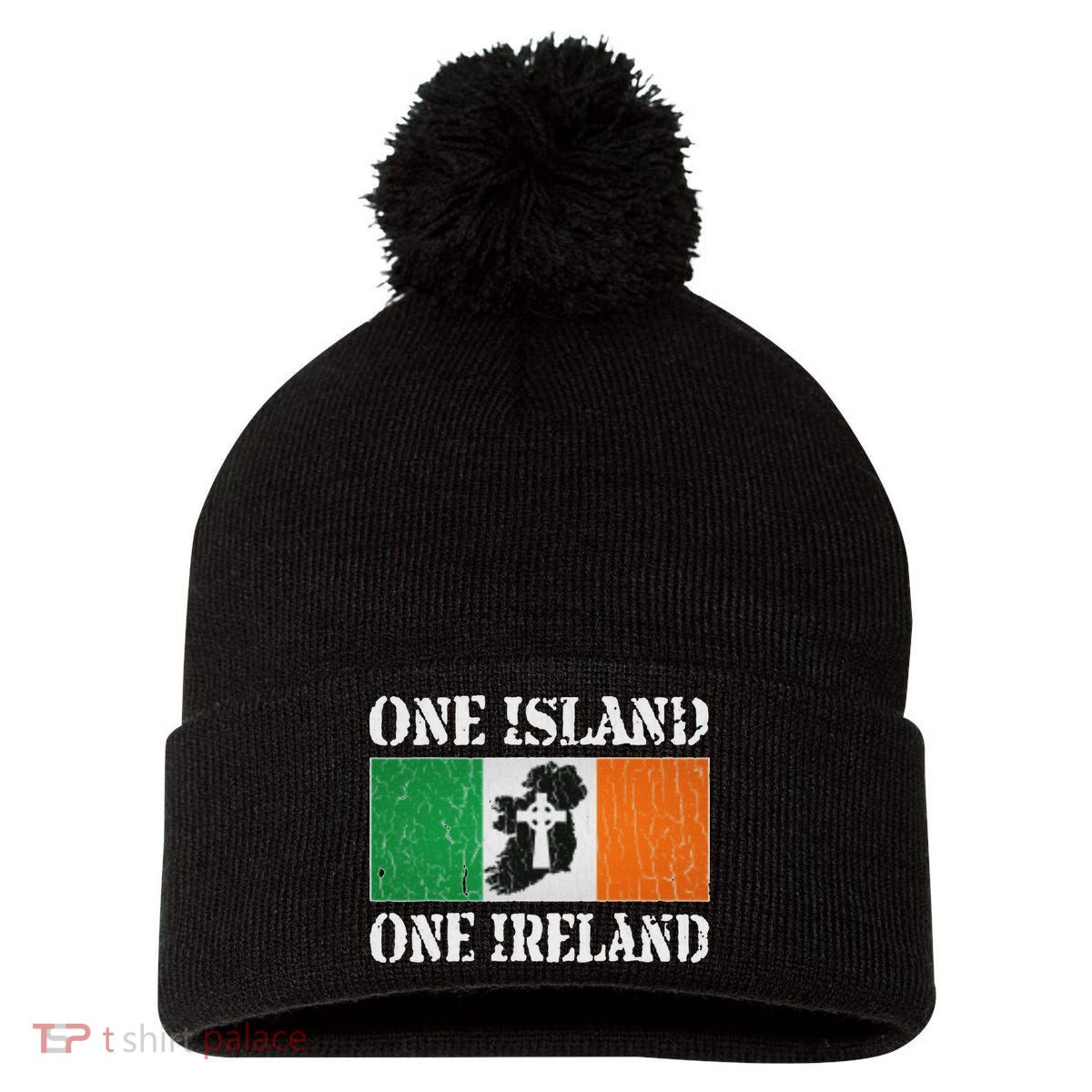 One Island One Ireland Proud Irish Heritage Pom Pom 12in Knit Beanie