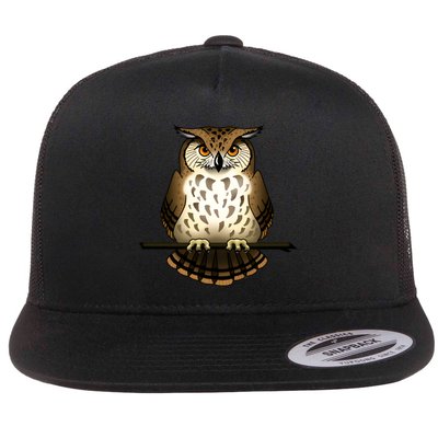 Owl Illustration Flat Bill Trucker Hat