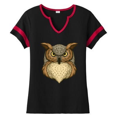 Owl Illustration Ladies Halftime Notch Neck Tee