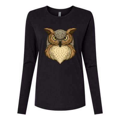 Owl Illustration Womens Cotton Relaxed Long Sleeve T-Shirt