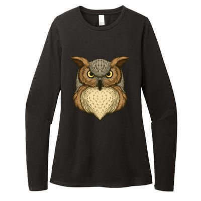 Owl Illustration Womens CVC Long Sleeve Shirt