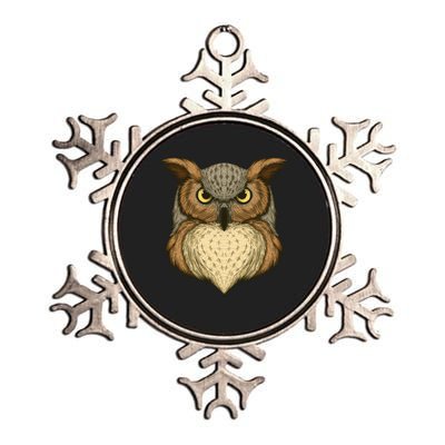 Owl Illustration Metallic Star Ornament