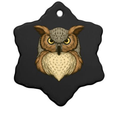 Owl Illustration Ceramic Star Ornament