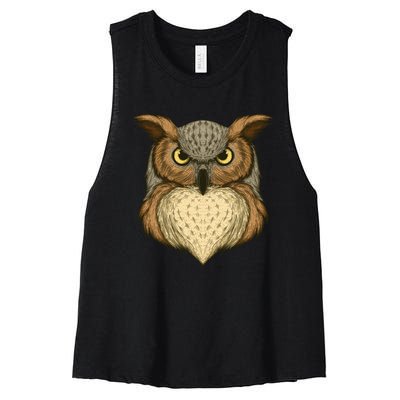 Owl Illustration Women's Racerback Cropped Tank