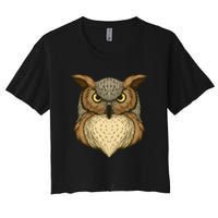 Owl Illustration Women's Crop Top Tee