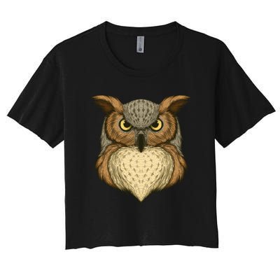 Owl Illustration Women's Crop Top Tee